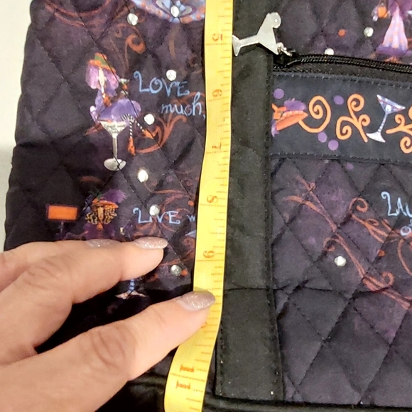 The Bradford Exchange Totes with Tude Quilted Black Purple Wine Glasses Tote Bag - Picture 14 of 16